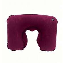 Inflatable Travel Neck Pillow, Portable Foldable U-Shaped Pillow For Airplane & Long Journeys - Burgundy - View 12