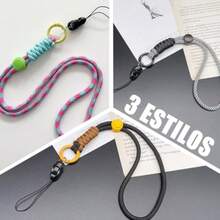 NIAWEA 6pzs Correa para Celular Muñeca, Cordón para Celular Ajustable, Correa Antirrobo para Teléfono Móvil Moda, Cómodo y Transpirable, Hebilla de Metal, Accesorios para Celular 28cm, Negro+Gris+Rosa - como en la imagen - Ver 7