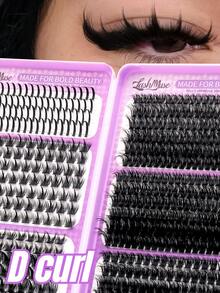 584PCS D-Curl Fairy Lash Clusters, 0.35–0.63inch Fluffy Thick Individual Lashes, 0.07mm Faux Mink DIY Cluster Lashes, Includes Glue, Tweezers & Brush, Perfect For Daily Makeup, Party, Wedding, Halloween, Christmas, Valentine's Day - 紫色 - 查看 7