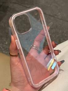 1 buah Casing Ponsel Minimalis Transparan Berbingkai Pink, Anti Jatuh, Anti Benturan, Motif Polka Dot dan Pita, Dapat Dipersonalisasi untuk iPhone 16 Pro Max, 17/16/15/14 Plus/13/12/11, Air, Cocok untuk Seri - MultiWarna - View 4