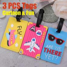 3件組 PVC 行李吊牌，行李箱識別標籤，多功能防丟旅行配件，姓名與地址 ID 卡套 - 彩色 - 查看 2