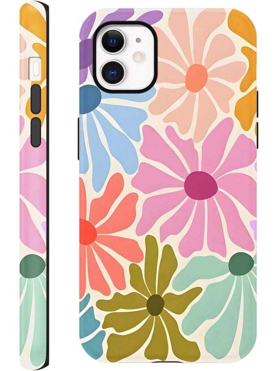 15 Sommer-Handyhülle ,, schönes sommerliches Blumenmuster-Design, Schutzhülle geeignet für Mädchen, doppelschichtige stoßfeste weiche bunte Silikon-TPU-Polsterhülle, 02 - Weiß 3 - Übersicht 1