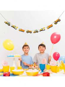 1/2/3 Sets Construction Theme Birthday Decorations, Perfect For Construction & Transportation Theme Birthday Party Celebrations And Truck Theme Party Decor - A - View 5