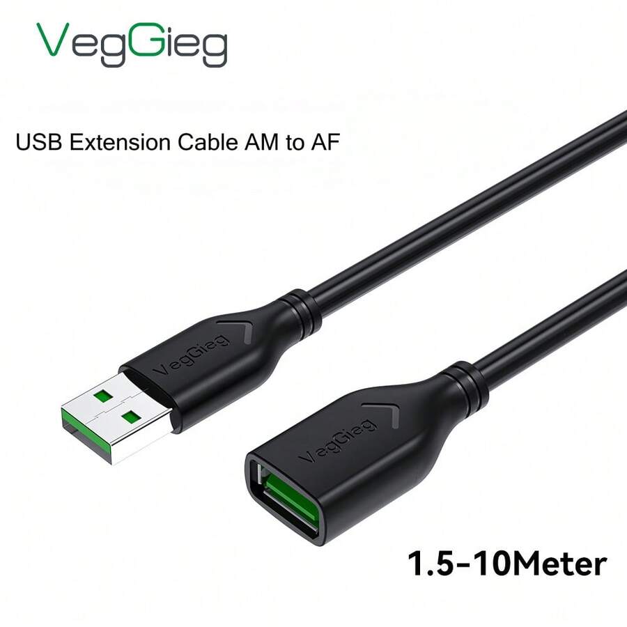 VegGieg USB Extension Cable, Male To Female, High Speed Transfer, 1.5-10M Options, Compatible With Computer, USB Drive, Printer, Keyboard, Mouse, Anti-Oxidation & Wear-Resistant Long Data Cable - View 1
