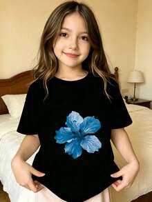 Diseño de estampado de flor azul Camiseta estampada para niños - Gris - Ver 6