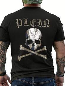 Shirt With Skull And Crossbones Print And Bold Text For Casual Wear, PLUS SIZES. Loose And Comfortable. - Back - View 2