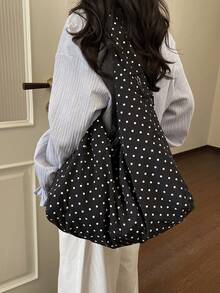 2026 Summer New Black Polka Dot Fashion High-End Large Capacity Multi-Pocket Multi-Compartment Shoulder Underarm Tote Bag - Black - View 4