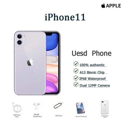  Apple IPhone 11 128GB, A+ Grade Condition, Includes Data Cable/Earphones/Phone Case/Screen Protector/SIM Ejector Pin
