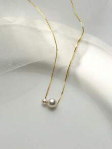Collar Con De Perla Sintética - Amarillo Oro 2 - Ver 4
