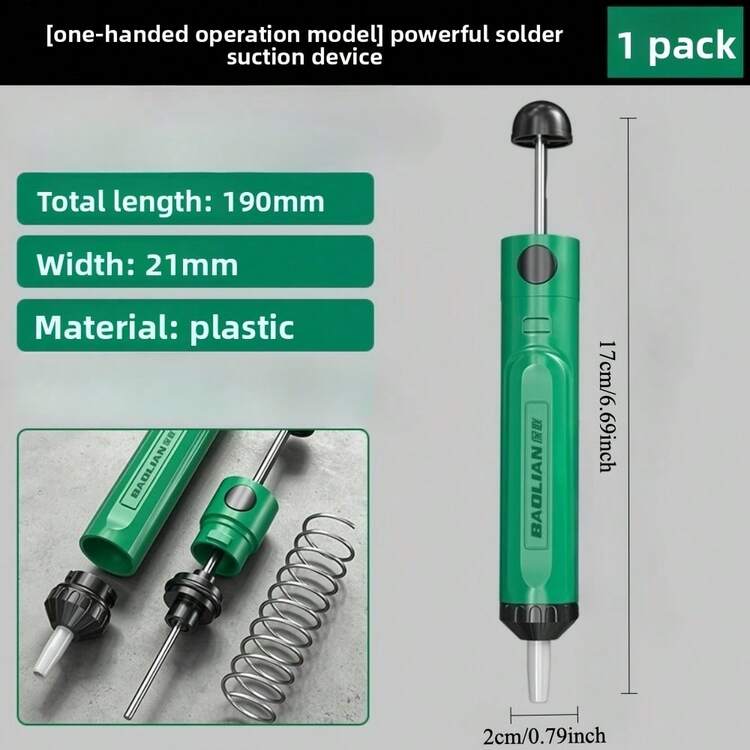 Manual Desoldering Pump, Electronic Repair Mainboard Disassembly Dedicated Soldering Iron Desoldering Gun, Strong Suction, Heavy-Duty Manual Disassembly Kit, Reliable Performance, Sturdy Structure, Suitable For Electronic Repair, PCB Board, Soldering Accessories - Green - View 9