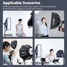 Ambitful Q1 Softbox Mini con Montura Bowens de Instalación Rápida, con Rejilla de Panal y Lámina de Difusión, Portátil para Fotografía en Exteriores - Ver 5
