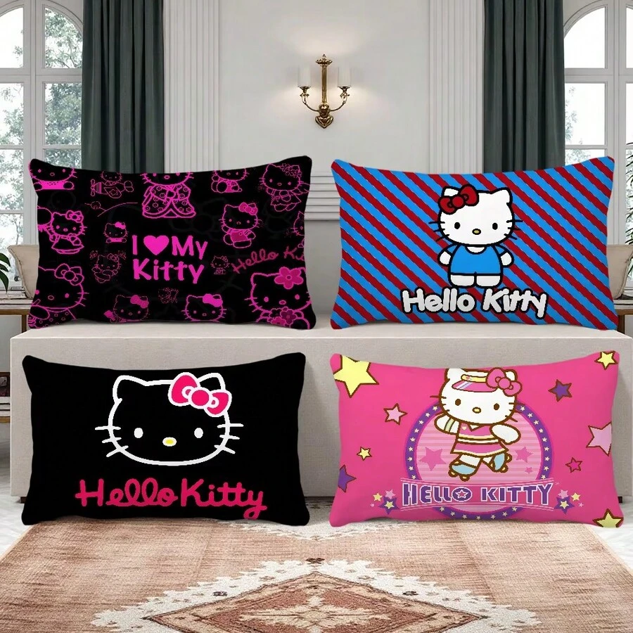 SANRIO 1pc Cute Cartoon Sofa Cushion Cover - Square Throw Pillow Case, Bed Cushion Cover, Bedroom Decorative Pillowcase (Pillow Insert Not Included). Single-Sided Print (Pillowcase Only, Pillow Insert Not Included). Decorative Square Pillowcase - Suitable For Holiday Decor, Sofa, Bedroom And Bed, All Seasons. - 1PC - View 1