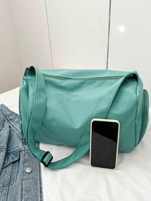 Bolsa deportiva y de yoga de doble hombro para cruce de fronteras, bolsa de viaje de gran capacidad y peso ligero para almacenamiento a corta distancia, bolsa de gimnasio impermeable con separación de húmedo y seco, adecuada para volver a la escuela, viajes, viajes de negocios, accesorios de viaje esenciales, accesorios escolares, cosas de la escuela - Verde - Ver 7