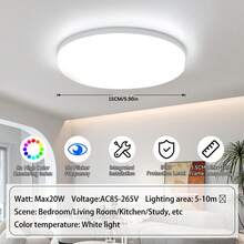 CANMEIJIA Lampu Plafon LED 85V-265V, Cahaya Putih Dingin Bulat, Lampu Panel Tersembunyi Bingkai Putih, Gaya Modern, Bebas Kedip, Kecerahan Tinggi, Desain Tipis, Cocok Untuk Dinding/Lorong/Kamar/Koridor/Langit-langit/Dapur/Ruang Tamu/Kamar Mandi/Kamar Tidur/Ruang Belajar, Lampu Plafon Dalam Ruangan, Pilih Ukuran Berdasarkan Skenario Penggunaan - Putih - View 15
