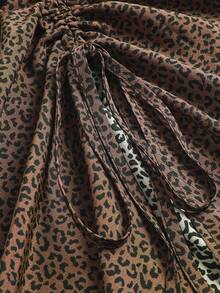 ASD1 Women's Leopard Print Random Cut Drawstring Skirt For Holiday Elegance - Apricot - View 9