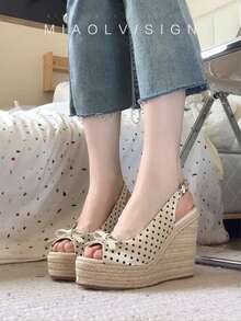 Summer-Ready Leather-Like Synthetic Leather With A Retro Style And PU Lining. 6.5cm Heel, Suitable For Petite Women. - 白色 - 查看 4