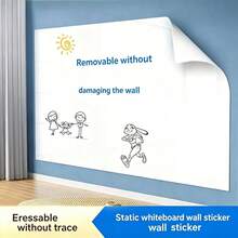 1 Roll Reusable Whiteboard Sticker, Glue-Free Static Cling, Writable & Erasable Without Residue, Portable & Convenient For Home/Office/Dorm Wall Decor - White 1pc - View 3