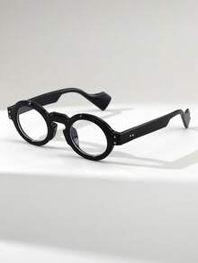 Visivana 1 par de gafas unisex de montura redonda pequeña con remaches y montura gruesa, estilo retro de moda casual para la calle - Multicolor - Ver 5