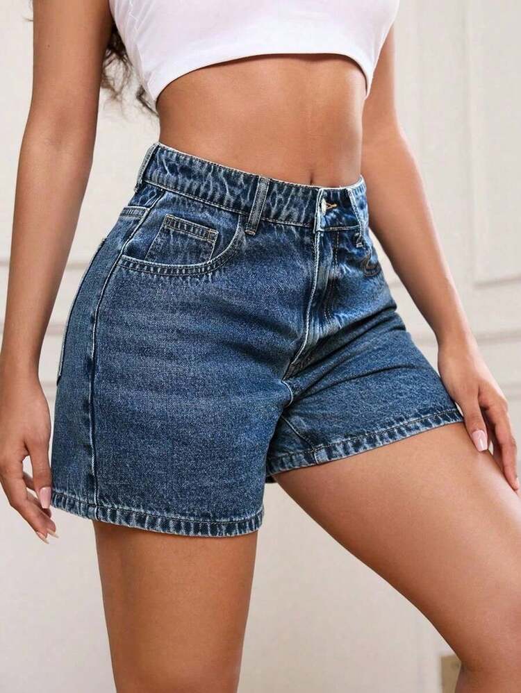 PETITE Pantalones cortos vaqueros de mujer simples y de moda, apropiados para el verano - Azul 2 - Añade 9