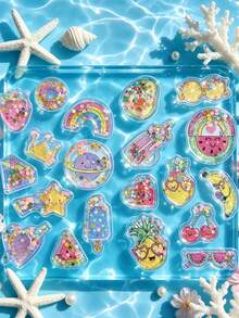 Stickers Fun 3D Shaker Stickers: Glitter-Filled Sweet Treats, Animals & Rainbow Designs For Kids' Crafts - Multicolor - View 9