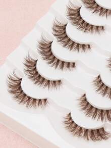 AYRMILLA Braune Kunstwimpern, 7 Paar natürlich aussehende flauschige dicke 3D Nerz Fell Wimpern, lange verwischte & kurze dichte Kunstwimpern, frei für Hochzeit Party Club Büro, mit Wimpernzange und Bürste - Übersicht 4