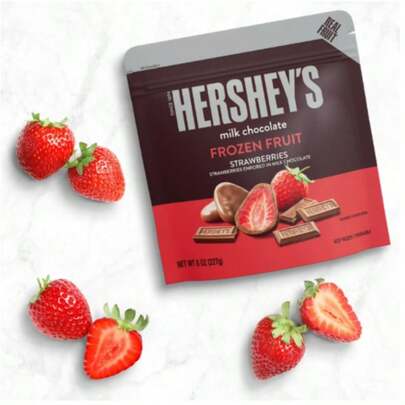 HERSHEY'S Milk Chocolate Covered Strawberry Bites 8oz | Creamy Fruity Sweet Treat Snack