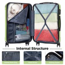YONSLY 16 Inch Suitcase With Detachable Wheels 360° Combination Lock Double Zipper Soft Rubber Handle Trolley Travel Suitcase For Vacation - 果綠 - 查看 7
