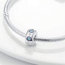 1pc Romantic Good Luck Totem Style S925 Sterling Silver Low Hypoallergenic Shiny Four-Leaf Clover Butterfly Evil Eye Flower Cross Ocean Paw Print Fixed Clip Bead, Suitable For Original Bracelet, Women's DIY Jewelry Making, Birthday Gift - Multicolor - View 2