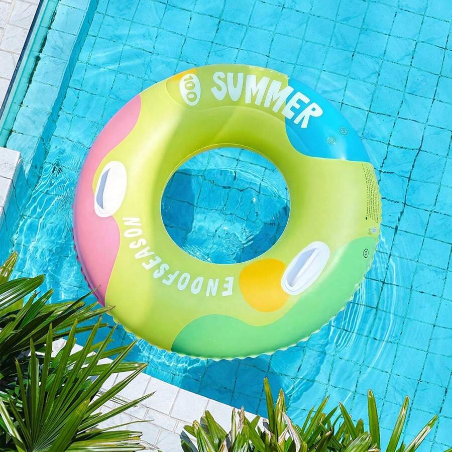 1 Stück extra dicke, bunt bedruckte aufblasbare Schwimmreifen, perfekt für Strandausflüge, Poolpartys und entspanntes Schwimmen im Pool - Verschiedenfarbig - Übersicht 1
