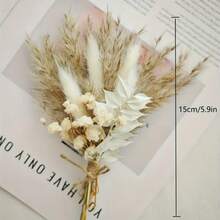 5件裝奶油白小花束，人造乾燥花束，波希米亞風商業花藝用品，適用於婚禮迎賓區、婚禮裝飾花瓶填充、禮品裝飾、派對胸花、居家與辦公室點綴、花園、卡片製作 - 多色1 - 查看 4