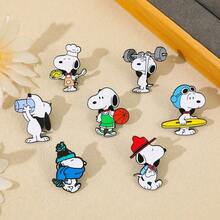 SNOOPY 1/7 件組 動漫卡通胸針套組 可愛新款狗狗琺瑯別針 衣物背包飾品金屬徽章配件禮物 - 均碼 - 查看 6