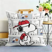 Miniso Funda de almohada con diseño de Snoopy de Peanuts jugando baloncesto, funda de cojín retro deportivo para sofá, dormitorio, sala de estar y decoración del hogar - Color - Ver 4
