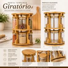 Large Minimalist Rotating Bamboo Spice Rack + Free Gift - 查看 2