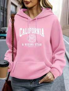 Stylish Women's, Men's, And Unisex Hoodie With Pockets For Winter - California San Francisco - Baby Pink - View 1