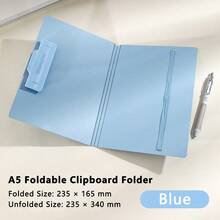 Morandi Color A5 Foldable Clipboard Folder Waterproof PP Writing Pad Board With Elastic Strap Portable Document Paper Holder For Office School - Multicolor - View 13