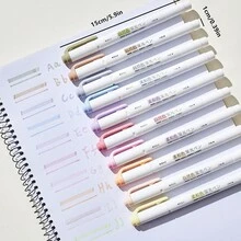 5支裝雙頭螢光記號筆，馬卡龍色螢光筆，適用於手帳、筆記、繪圖，大容量，柔和色調，自然風格，INS風套裝 - 白色 - 查看 13