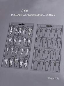 1pc/4pcs Nail Art Practice Board For Beginners, Clear Reusable Nail Painting Display Board For Nail Art Tracing - Multicolor - View 7