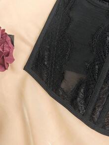 1 Piece Women's Lace Trim Fitted Crop Top, Sexy Tight Corset Top, Suitable For Party, Travel, Gathering, Christmas, Valentine's Day, Casual Summer, Black - 賽萊斯特 - 查看 4