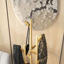 Coat Rack, Freestanding Coat Rack With 13 Hooks, Modern Umbrella Stand Made Of Metal And Bamboo, Natural And White - 杏色 - 查看 6