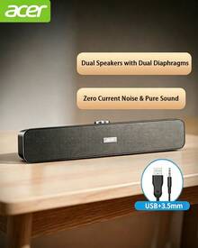 Acer OSK218 Computer Speaker, Bluetooth Mini Speaker For Home Use, Dual Speakers, Dual Diaphragms, No Current, No Noise, Long Multimedia Subwoofer, Mini Gaming Speaker, High-Quality Desktop Speaker, Universal For Desktop Computers, Laptops, Mobile Phones, And Tablets. - View 4