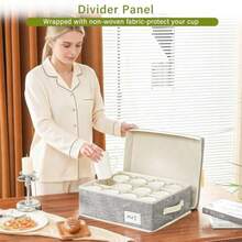 Caja de almacenamiento para tazas y tazas con carcasa dura y divisores para tazas de café tazas de té y vasos - Gris - Ver 8