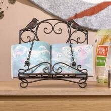 Metal Cookbook Stand  Recipe Book Holder For Kitchen (Birds/Vintage Scrolls, Bronze) - 鳥類 - 查看 3