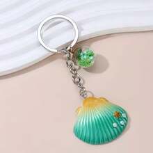 1 pieza Llavero de resina con concha degradada con decoración de estrella y perla, encanto de bolso multiusos, regalo de graduación perfecto - Multicolor - Ver 9