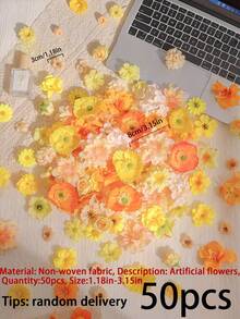 20/50朵橘色人造花 - 仿真花，適用於DIY花環、婚禮花束、派對裝飾、家居中心裝飾、母親節/開學季/情人節禮物，全年可用 - 橘黃色 - 查看 8