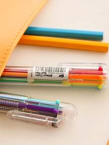 4pcs Creative Transparent 6-Color Ball Pens, Cute Student Stationery Multi-Color Ballpoint Pens - Multicolor - View 5