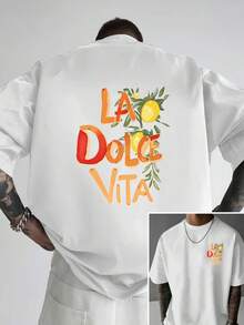T-shirt homme imprimé Dolce Vita recto-verso | Col rond décontracté, manches courtes, coupe classique, idéal au quotidien et le week-end, parfait pour les voyages, la plage, les festivals de musique et - Blanc - Voir 2