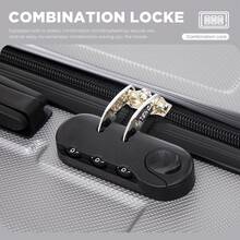 YONSLY 16 Inch Suitcase With Detachable Wheels 360° Combination Lock Double Zipper Soft Rubber Handle Trolley Travel Suitcase For Vacation - 淺灰色 - 查看 4