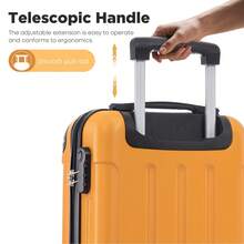 YONSLY 16 Inch Suitcase With Detachable Wheels 360° Combination Lock Double Zipper Soft Rubber Handle Trolley Travel Suitcase For Vacation - 橘色 - 查看 6