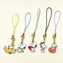 5件組 Snoopy 動漫鑰匙圈手機鍊 鑰匙掛繩 書包裝飾 可愛包包鑰匙鍊飾品，送給朋友的小禮物，生日禮物 - 5pcs - 查看 2