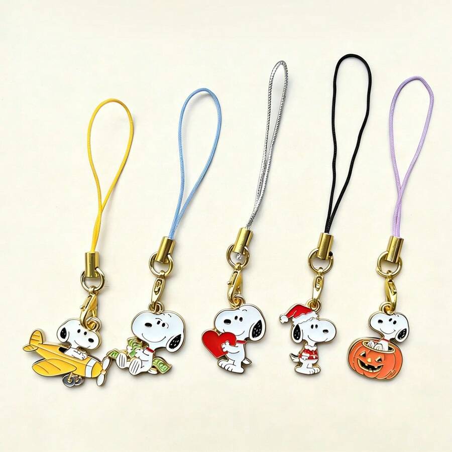 5件組 Snoopy 動漫鑰匙圈手機鍊 鑰匙掛繩 書包裝飾 可愛包包鑰匙鍊飾品，送給朋友的小禮物，生日禮物